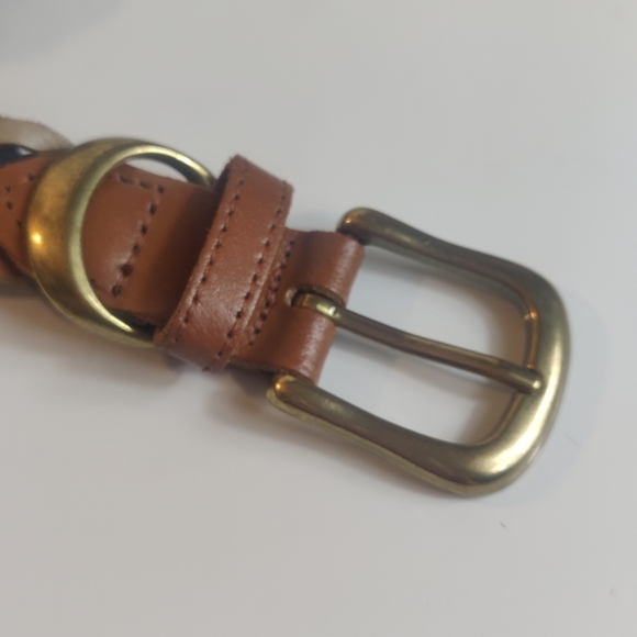 Genuine Leather Woven Belt Guatemala Handmade Brass Tone Buckle Size M/L - Picture 5 of 10